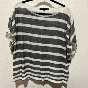 NEOT Akiko Fully sequined With Tiny sequins  Black & White Striped  Top Size L